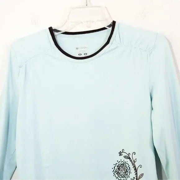 Columbia blue long sleeve floral crew neck top M - Picture 2 of 6